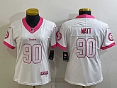 Women's Pittsburgh Steelers #90 TJ Watt White Pink Vapor Untouchaable Limited Stitched Jersey,baseball caps,new era cap wholesale,wholesale hats