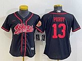 Women's San Francisco 49ers #13 Brock Purdy Black With Patch Cool Base Stitched Baseball Jersey,baseball caps,new era cap wholesale,wholesale hats