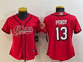 Women's San Francisco 49ers #13 Brock Purdy Red Color Rush With Patch Cool Base Stitched Baseball Jersey,baseball caps,new era cap wholesale,wholesale hats