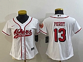 Women's San Francisco 49ers #13 Brock Purdy White Color Rush With Patch Cool Base Stitched Baseball Jersey,baseball caps,new era cap wholesale,wholesale hats