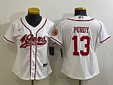 Women's San Francisco 49ers #13 Brock Purdy White With Patch Cool Base Stitched Baseball Jersey,baseball caps,new era cap wholesale,wholesale hats