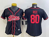Women's San Francisco 49ers #80 Jerry Rice Black With Patch Cool Base Stitched Baseball Jersey,baseball caps,new era cap wholesale,wholesale hats
