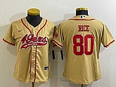 Women's San Francisco 49ers #80 Jerry Rice Gold With Patch Cool Base Stitched Baseball Jersey,baseball caps,new era cap wholesale,wholesale hats