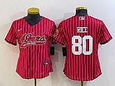 Women's San Francisco 49ers #80 Jerry Rice Red Pinstripe With Patch Cool Base Stitched Baseball Jersey,baseball caps,new era cap wholesale,wholesale hats