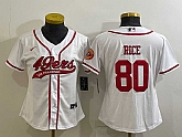 Women's San Francisco 49ers #80 Jerry Rice White With Patch Cool Base Stitched Baseball Jersey,baseball caps,new era cap wholesale,wholesale hats