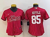 Women's San Francisco 49ers #85 George Kittle Red Pinstripe With Patch Cool Base Stitched Baseball Jersey,baseball caps,new era cap wholesale,wholesale hats