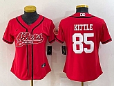 Women's San Francisco 49ers #85 George Kittle Red With Patch Cool Base Stitched Baseball Jersey,baseball caps,new era cap wholesale,wholesale hats