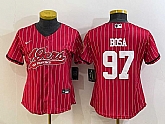 Women's San Francisco 49ers #97 Nick Bosa Red Pinstripe With Patch Cool Base Stitched Baseball Jersey,baseball caps,new era cap wholesale,wholesale hats