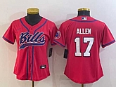 Youth Buffalo Bills #17 Josh Allen Red With Patch Cool Base Stitched Baseball Jersey,baseball caps,new era cap wholesale,wholesale hats