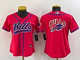 Youth Buffalo Bills Red Team Big Logo With Patch Cool Base Stitched Baseball Jersey