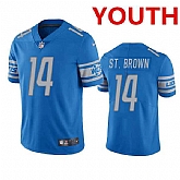 Youth Detroit Lions #14 mon-Ra St. Brown Blue Vapor Untouchable Limited Stitched Jersey Dzhi