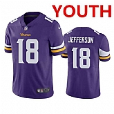 Youth Minnesota Vikings #18 Justin Jefferson 2020 Purple Vapor Untouchable Limited Stitched Jersey