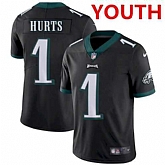 Youth Philadelphia Eagles #1 Jalen Hurts Black Vapor Untouchable Limited Stitched Jersey,baseball caps,new era cap wholesale,wholesale hats