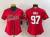 Youth San Francisco 49ers #97 Nick Bosa Red With Patch Cool Base Stitched Baseball Jersey,baseball caps,new era cap wholesale,wholesale hats