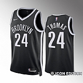 Men's Brooklyn Nets #24 Cam Thomas Black Icon Edition Stitched Basketball Jersey,baseball caps,new era cap wholesale,wholesale hats