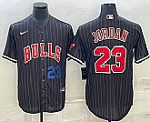 Men's Chicago Bulls #23 Michael Jordan Number Black With Patch Cool Base Stitched Baseball Jersey,baseball caps,new era cap wholesale,wholesale hats