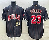 Men's Chicago Bulls #23 Michael Jordan Number Black With Patch Cool Base Stitched Baseball Jerseys,baseball caps,new era cap wholesale,wholesale hats