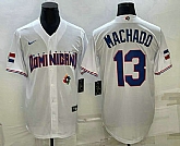Men's Dominican Republic Baseball #13 Manny Machado 2023 White World Baseball Classic Stitched Jersey,baseball caps,new era cap wholesale,wholesale hats