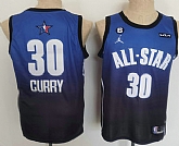 Men's Golden State Warriors 30 Stephen Curry Navy Blue 2022 All Star 6 Patch Icon Sponsor Swingman Jersey