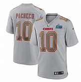 Men's Kansas City Chiefs #10 Isiah Pacheco Gray Super Bowl LVII Patch Atmosphere Fashion Stitched Game Jersey,baseball caps,new era cap wholesale,wholesale hats