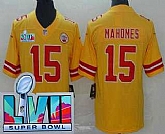 Men's Kansas City Chiefs #15 Patrick Mahomes Limited Yellow Inverted Super Bowl LVII Vapor Jersey,baseball caps,new era cap wholesale,wholesale hats