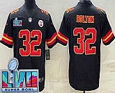 Men's Kansas City Chiefs #32 Nick Bolton Limited Black Super Bowl LVII Vapor Jersey,baseball caps,new era cap wholesale,wholesale hats
