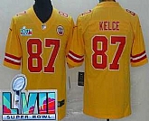 Men's Kansas City Chiefs #87 Travis Kelce Limited Yellow Inverted Super Bowl LVII Vapor Jersey,baseball caps,new era cap wholesale,wholesale hats
