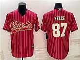 Men's Kansas City Chiefs #87 Travis Kelce Red With Patch Cool Base Stitched Baseball Jersey,baseball caps,new era cap wholesale,wholesale hats