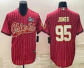 Men's Kansas City Chiefs #95 Chris Jones Red Pinstripe With Super Bowl LVII Patch Cool Base Stitched Baseball Jersey,baseball caps,new era cap wholesale,wholesale hats