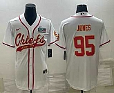 Men's Kansas City Chiefs #95 Chris Jones White With Super Bowl LVII Patch Cool Base Stitched Baseball Jersey,baseball caps,new era cap wholesale,wholesale hats