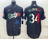 Men's Los Angeles Dodgers #34 Fernando Valenzuela Number Mexico Black Cool Base Stitched Baseball Jerseys,baseball caps,new era cap wholesale,wholesale hats