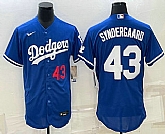 Men's Los Angeles Dodgers #43 Noah Syndergaard Number Blue Stitched MLB Flex Base Nike Jersey,baseball caps,new era cap wholesale,wholesale hats