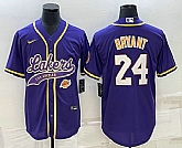 Men's Los Angeles Lakers #24 Kobe Bryant Purple With Patch Cool Base Stitched Baseball Jerseys,baseball caps,new era cap wholesale,wholesale hats