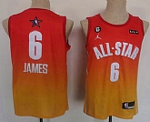Men's Los Angeles Lakers #6 LeBron James Orange 2022 All Star 6 Patch Icon Sponsor Swingman Jersey,baseball caps,new era cap wholesale,wholesale hats