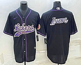 Men's Los Angeles Lakers Black Big Logo Cool Base Stitched Baseball Jersey,baseball caps,new era cap wholesale,wholesale hats