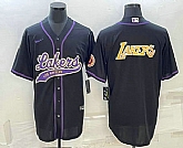 Men's Los Angeles Lakers Black Big Logo Cool Base Stitched Baseball Jerseys,baseball caps,new era cap wholesale,wholesale hats