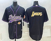 Men's Los Angeles Lakers Black Big Logo With Patch Cool Base Stitched Baseball Jerseys,baseball caps,new era cap wholesale,wholesale hats