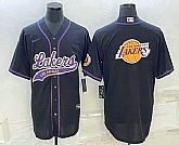Men's Los Angeles Lakers Black Team Big Logo Cool Base Stitched Baseball Jersey,baseball caps,new era cap wholesale,wholesale hats