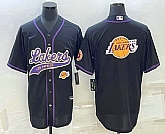 Men's Los Angeles Lakers Black Team Big Logo With Patch Cool Base Stitched Baseball Jersey,baseball caps,new era cap wholesale,wholesale hats