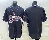 Men's Los Angeles Lakers Blank Black Cool Base Stitched Baseball Jersey,baseball caps,new era cap wholesale,wholesale hats