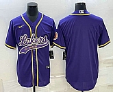 Men's Los Angeles Lakers Blank Purple Cool Base Stitched Baseball Jersey,baseball caps,new era cap wholesale,wholesale hats