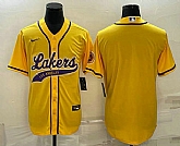 Men's Los Angeles Lakers Blank Yellow Cool Base Stitched Baseball Jersey,baseball caps,new era cap wholesale,wholesale hats