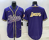 Men's Los Angeles Lakers Purple Big Logo Cool Base Stitched Baseball Jerseys,baseball caps,new era cap wholesale,wholesale hats