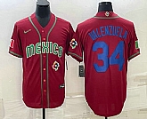 Men's Mexico Baseball #34 Fernando Valenzuela 2023 Red Blue World Baseball Classic Stitched Jersey,baseball caps,new era cap wholesale,wholesale hats