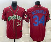 Men's Mexico Baseball #34 Fernando Valenzuela Number 2023 Red Blue World Baseball Classic Stitched Jersey2,baseball caps,new era cap wholesale,wholesale hats