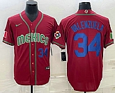 Men's Mexico Baseball #34 Fernando Valenzuela Number 2023 Red Blue World Baseball Classic Stitched Jerseys,baseball caps,new era cap wholesale,wholesale hats