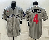 Men's Minnesota Twins #4 Carlos Correa 2023 Grey Home Team Cool Base Stitched Jersey,baseball caps,new era cap wholesale,wholesale hats
