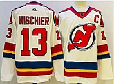 Men's New Jersey Devils #13 Nico Hischier White 2022 Reverse Retro Authentic Jersey,baseball caps,new era cap wholesale,wholesale hats