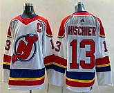Men's New Jersey Devils #13 Nico Hischier White 2022 Reverse Retro Stitched Jersey,baseball caps,new era cap wholesale,wholesale hats