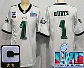 Men's Philadelphia Eagles #1 Jalen Hurts Limited White C Patch Super Bowl LVII Vapor Jersey,baseball caps,new era cap wholesale,wholesale hats
